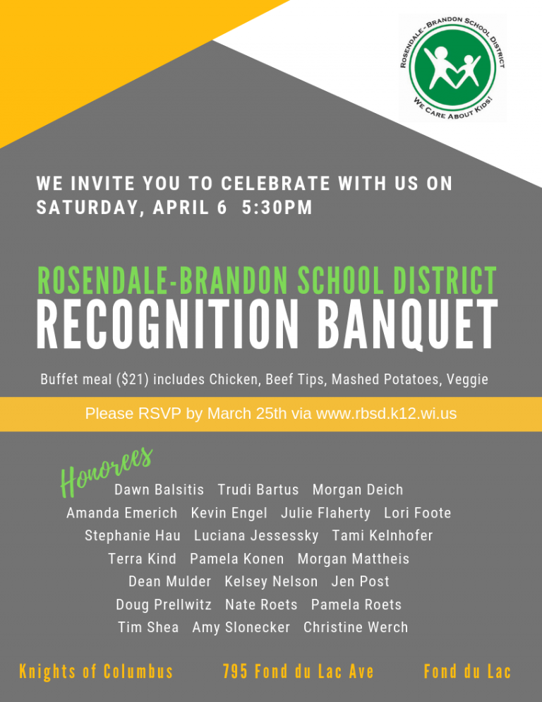 2019 RECOGNITION BANQUET - Rosendale-Brandon School District